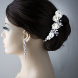 Ivory Flowers and Pearls Tiara Comb - Tiara Comb - Cassandra Lynne