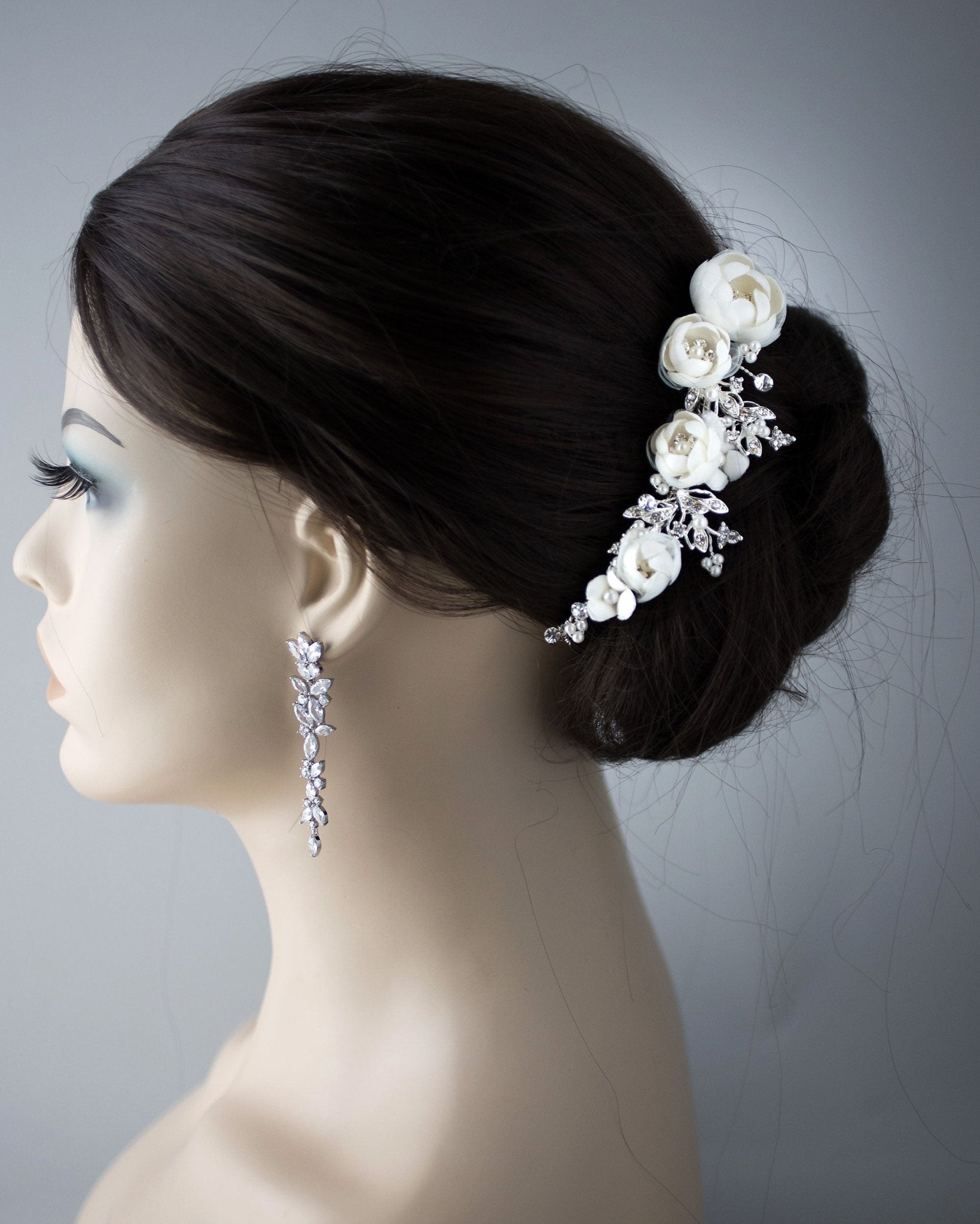 Ivory Flowers and Pearls Tiara Comb - Tiara Comb - Cassandra Lynne
