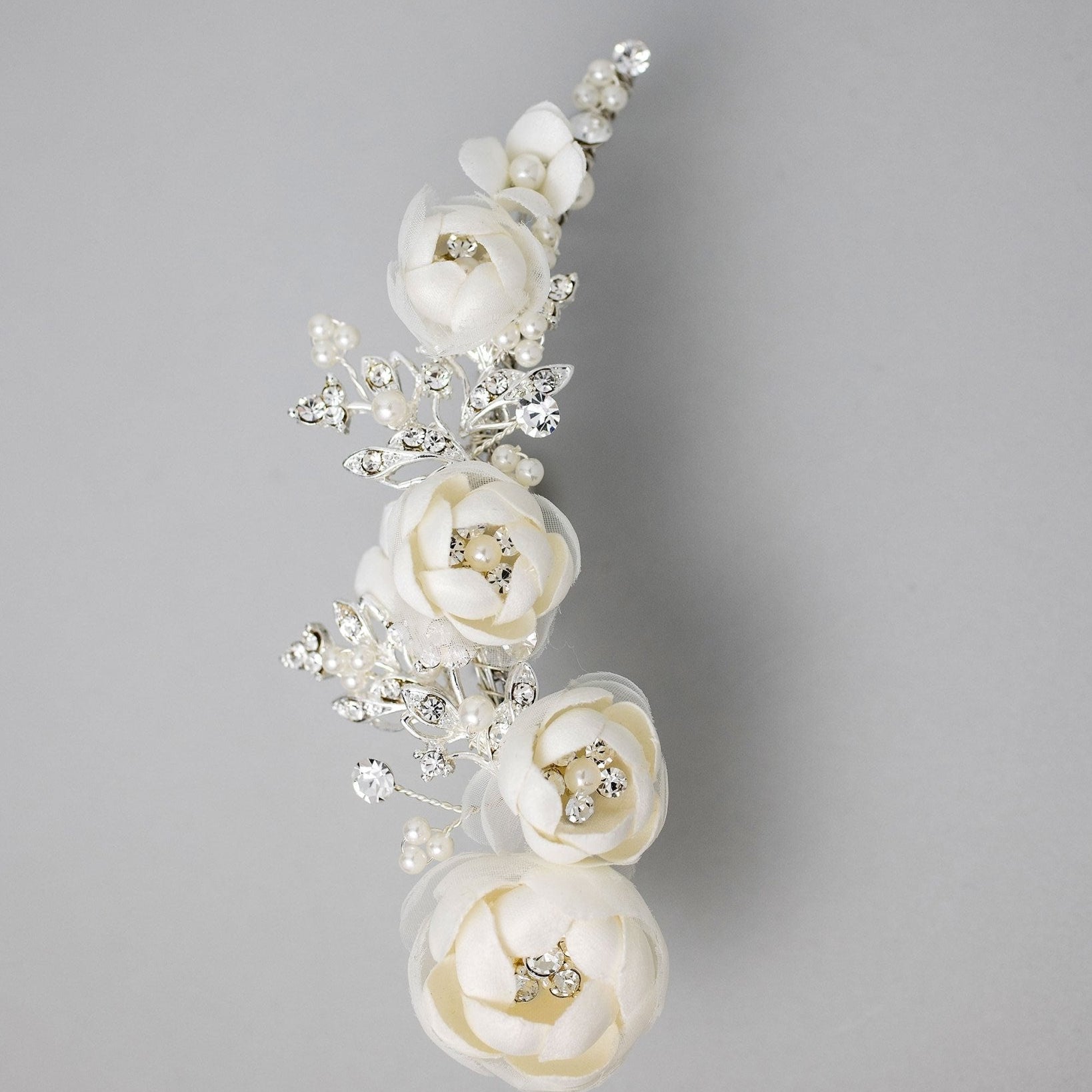 Ivory Flowers and Pearls Tiara Comb - Tiara Comb - Cassandra Lynne