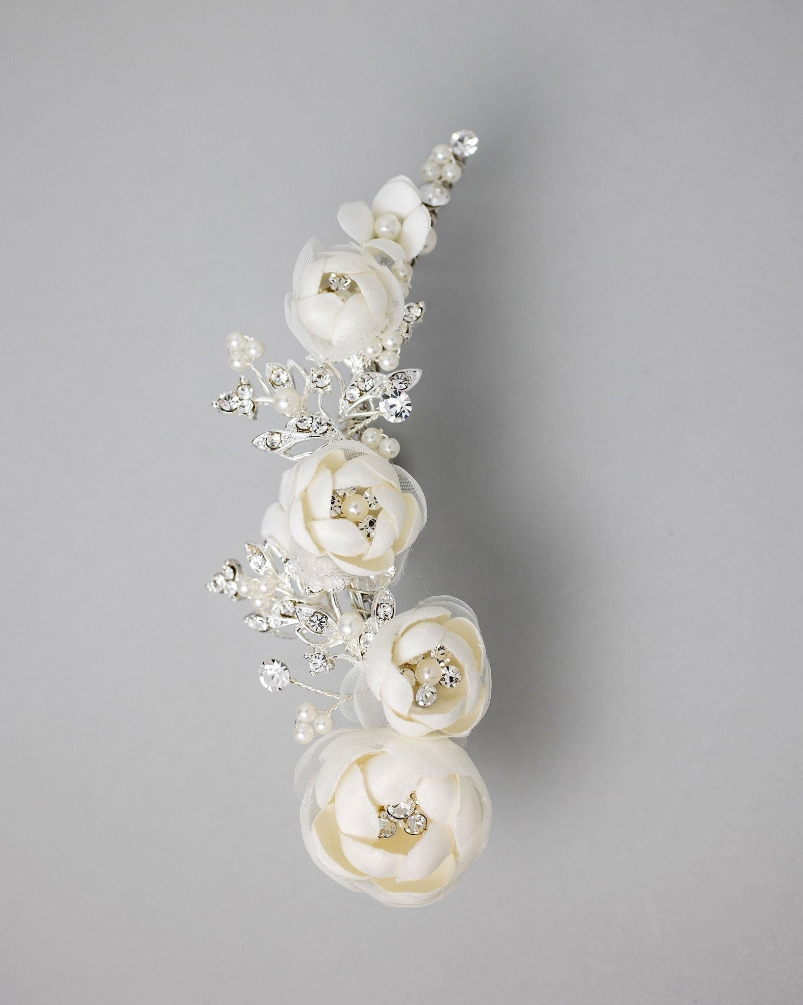 Ivory Flowers and Pearls Tiara Comb - Tiara Comb - Cassandra Lynne