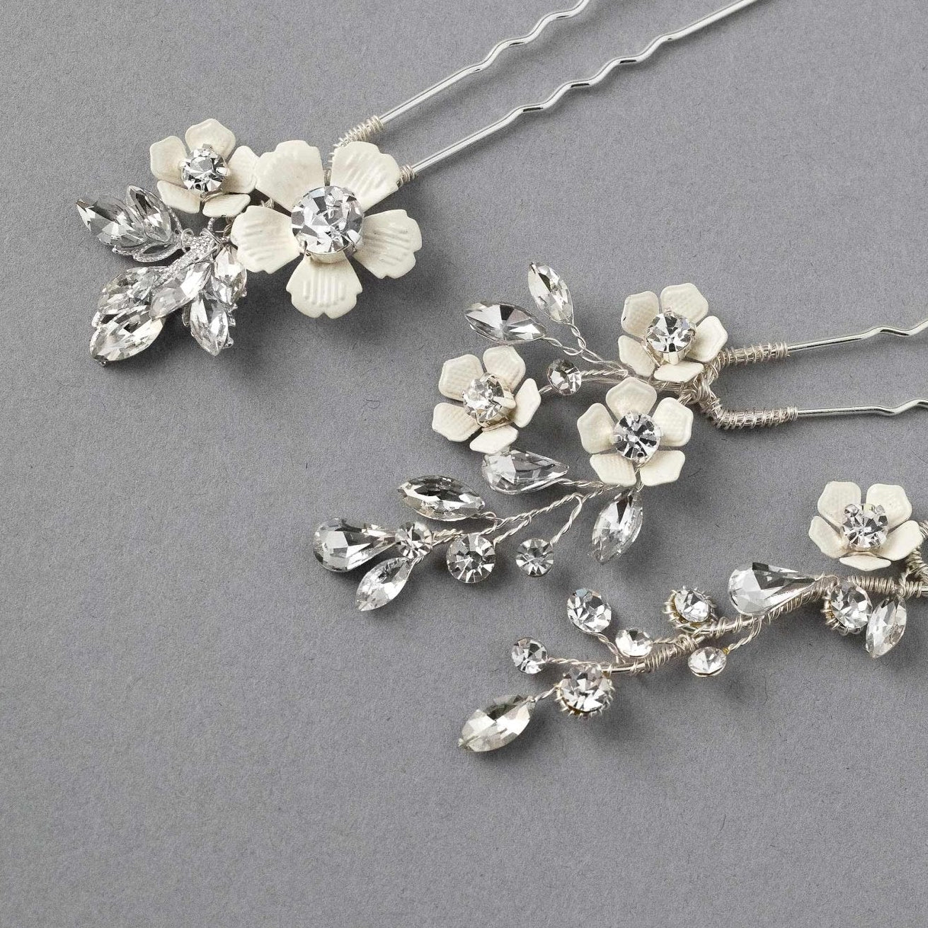 Ivory Flowers Bridal Hair Pin Set - Hair Pins - Cassandra Lynne