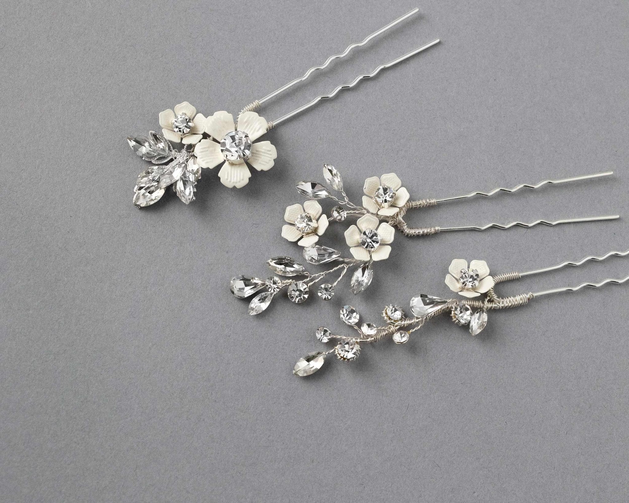 Ivory Flowers Bridal Hair Pin Set - Hair Pins - Cassandra Lynne