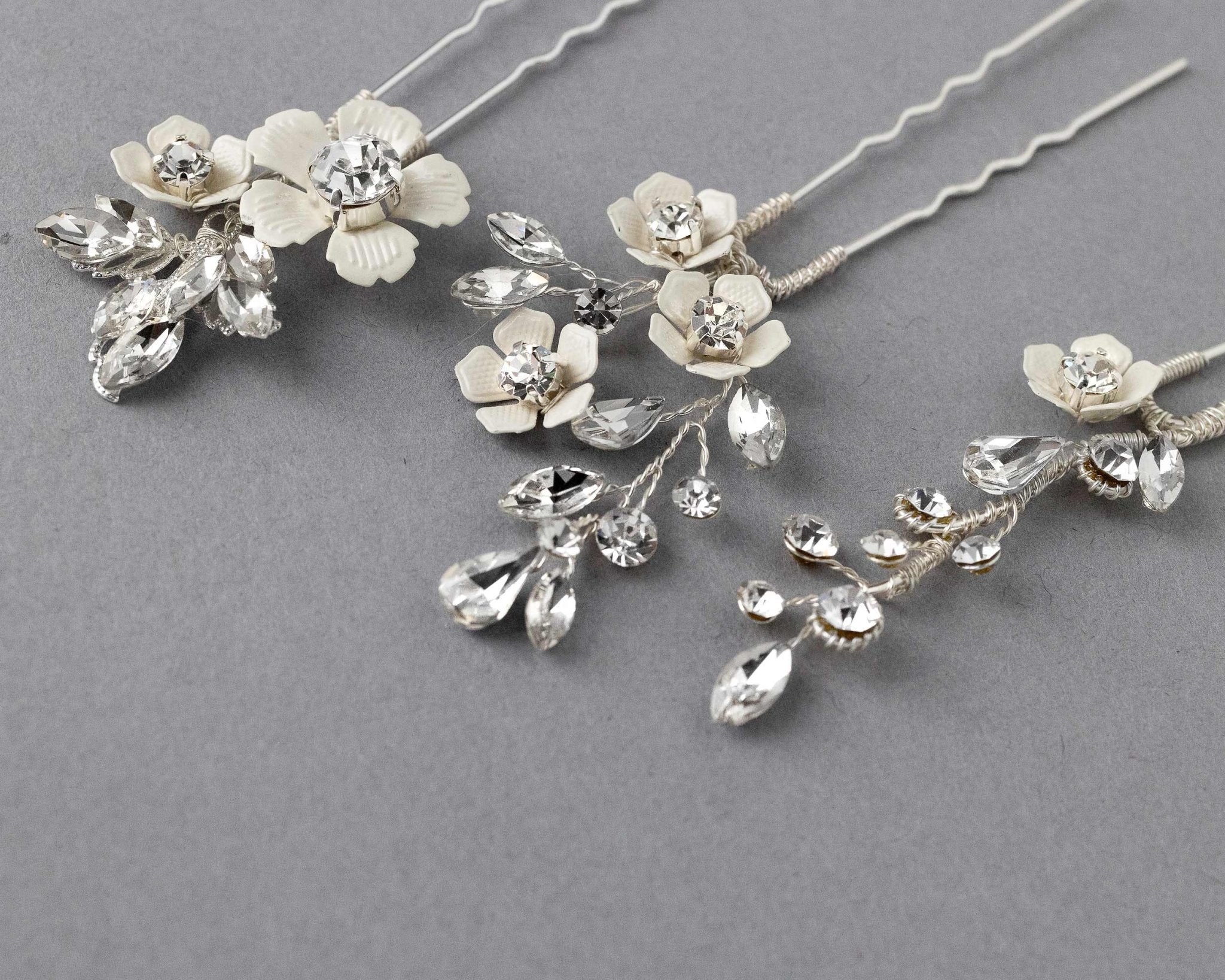 Ivory Flowers Bridal Hair Pin Set - Hair Pins - Cassandra Lynne