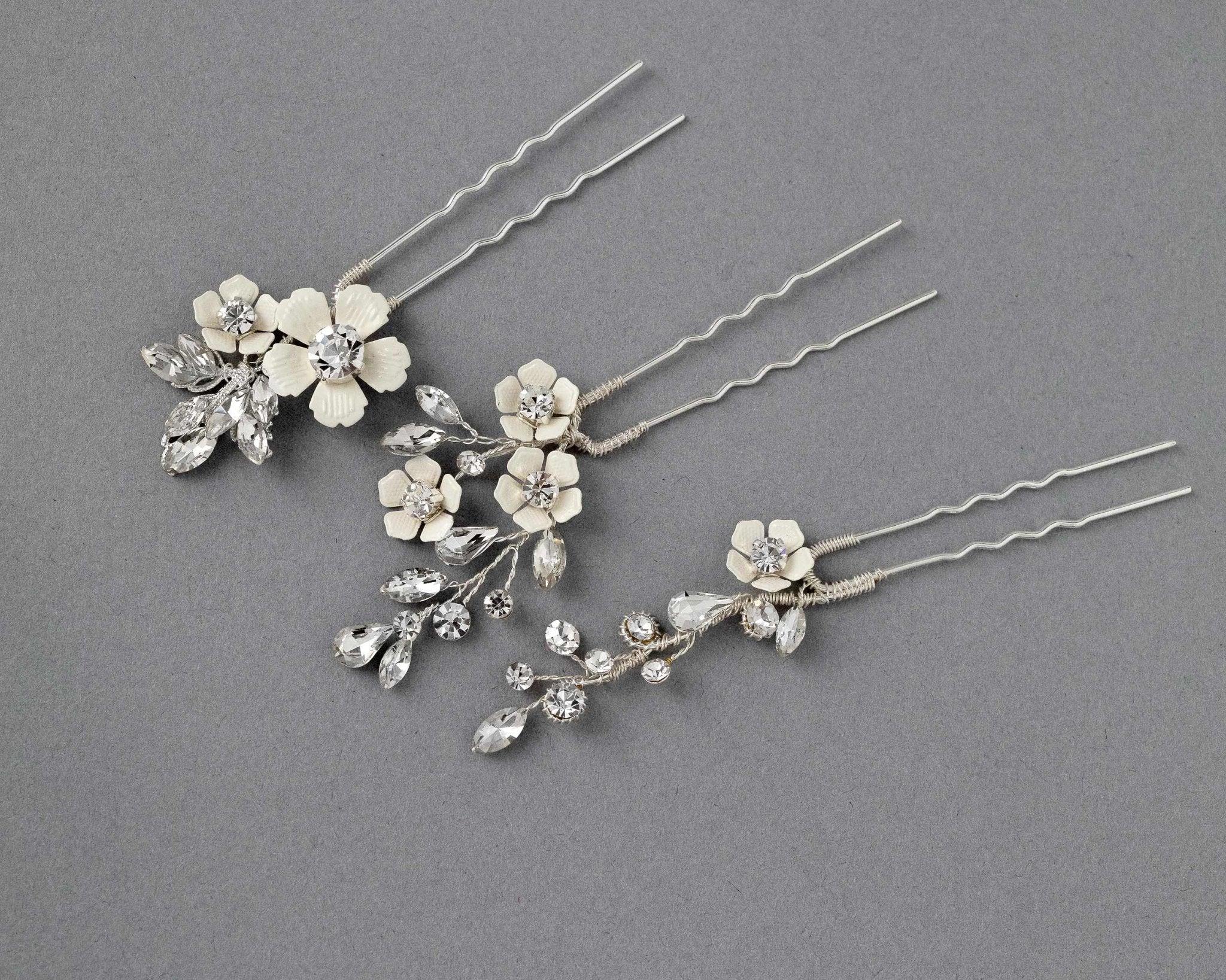 Ivory Flowers Bridal Hair Pin Set - Hair Pins - Cassandra Lynne