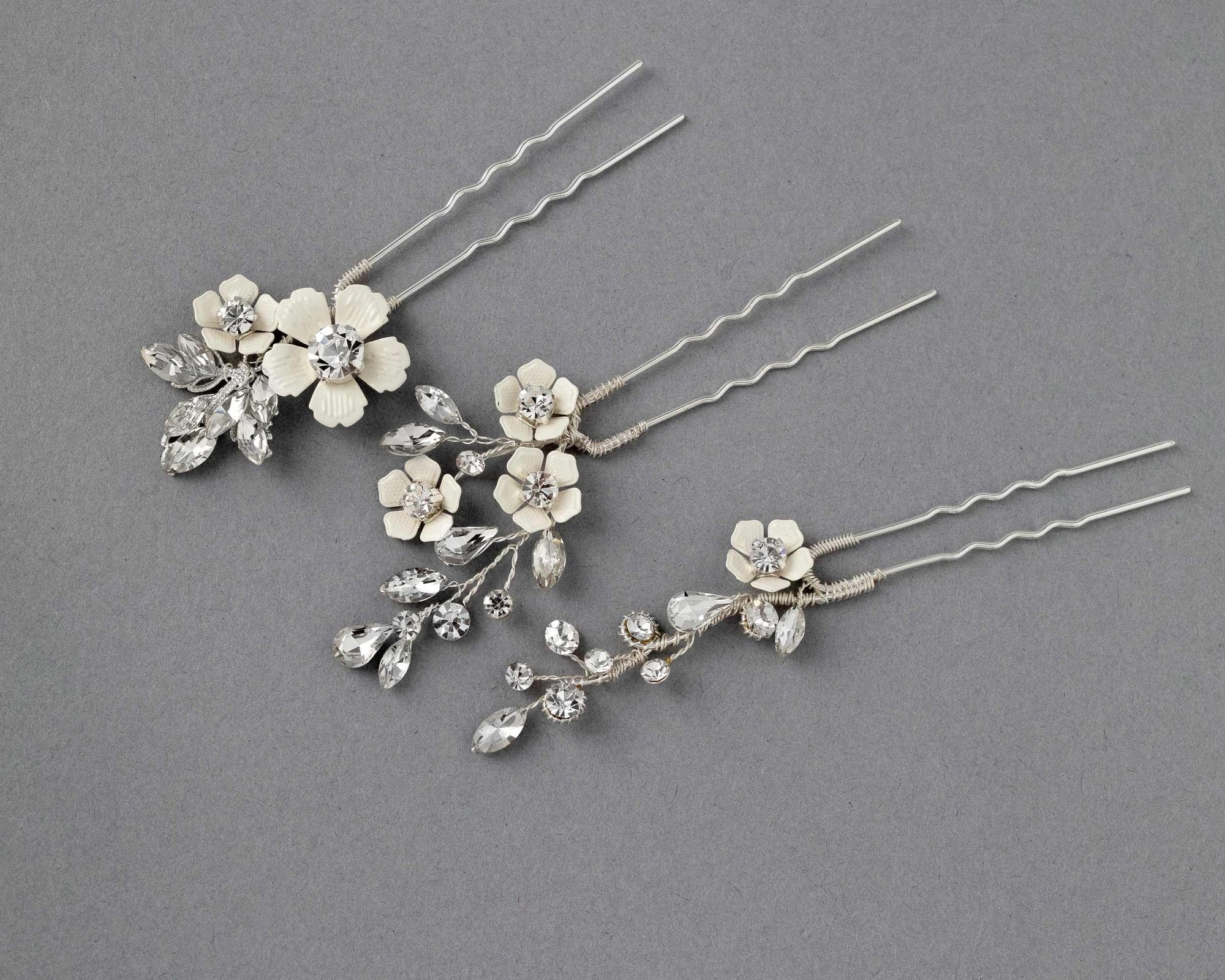 Ivory Flowers Bridal Hair Pin Set - Hair Pins - Cassandra Lynne