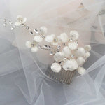 Ivory Glitter Flower Bridal Hair Comb - Hair Flower - Cassandra Lynne