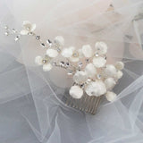 Ivory Glitter Flower Bridal Hair Comb - Hair Flower - Cassandra Lynne