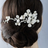Ivory Glitter Flower Bridal Hair Comb - Hair Flower - Cassandra Lynne