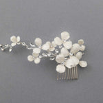 Ivory Glitter Flower Bridal Hair Comb - Hair Flower - Cassandra Lynne
