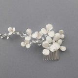 Ivory Glitter Flower Bridal Hair Comb - Hair Flower - Cassandra Lynne