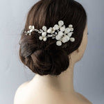 Ivory Glitter Flower Bridal Hair Comb - Hair Flower - Cassandra Lynne
