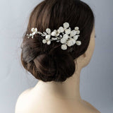 Ivory Glitter Flower Bridal Hair Comb - Hair Flower - Cassandra Lynne