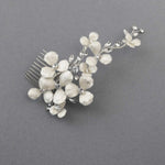 Ivory Glitter Flower Bridal Hair Comb - Hair Flower - Cassandra Lynne