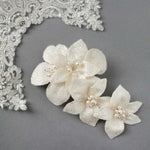 Ivory Glitter Tulle Bridal Hair Flower - Hair Flower - Cassandra Lynne