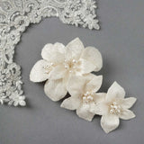 Ivory Glitter Tulle Bridal Hair Flower - Hair Flower - Cassandra Lynne