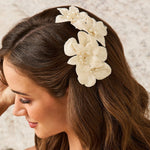 Ivory Glitter Tulle Bridal Hair Flower - Hair Flower - Cassandra Lynne