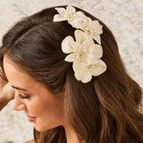 Ivory Glitter Tulle Bridal Hair Flower - Hair Flower - Cassandra Lynne