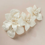 Ivory Glitter Tulle Bridal Hair Flower - Hair Flower - Cassandra Lynne