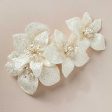 Ivory Glitter Tulle Bridal Hair Flower - Hair Flower - Cassandra Lynne
