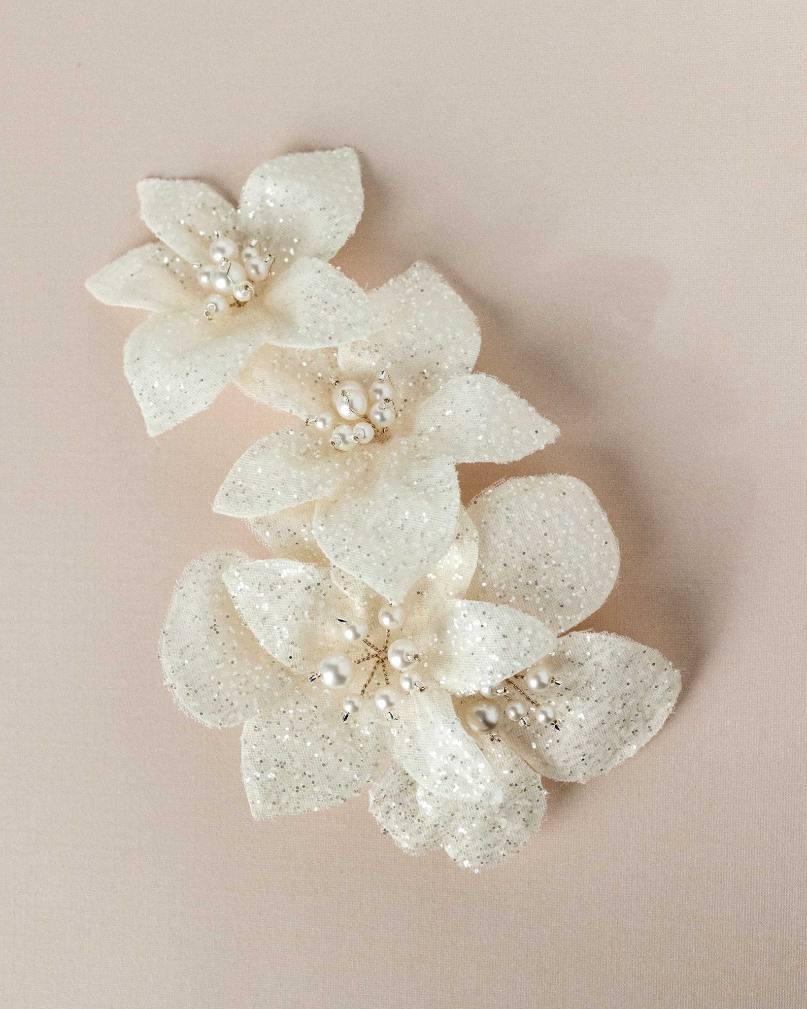 Ivory Glitter Tulle Bridal Hair Flower - Hair Flower - Cassandra Lynne