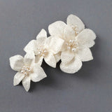 Ivory Glitter Tulle Bridal Hair Flower - Hair Flower - Cassandra Lynne