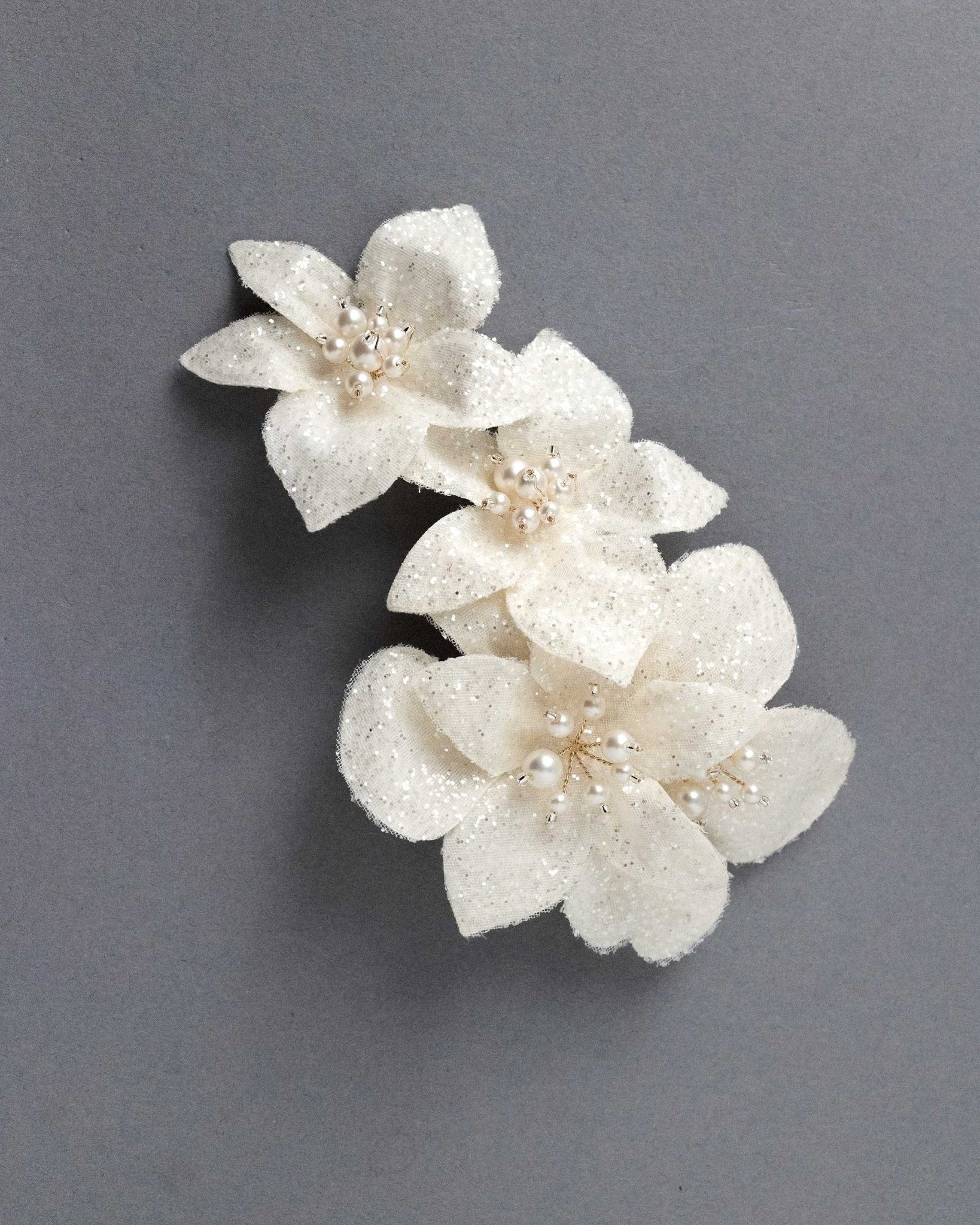 Ivory Glitter Tulle Bridal Hair Flower - Hair Flower - Cassandra Lynne