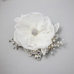 Ivory Lace and Pearls Bridal Hair Flower - Hair Flower - Cassandra Lynne