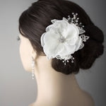 Ivory Lace and Pearls Bridal Hair Flower - Hair Flower - Cassandra Lynne