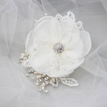 Ivory Lace and Pearls Bridal Hair Flower - Hair Flower - Cassandra Lynne