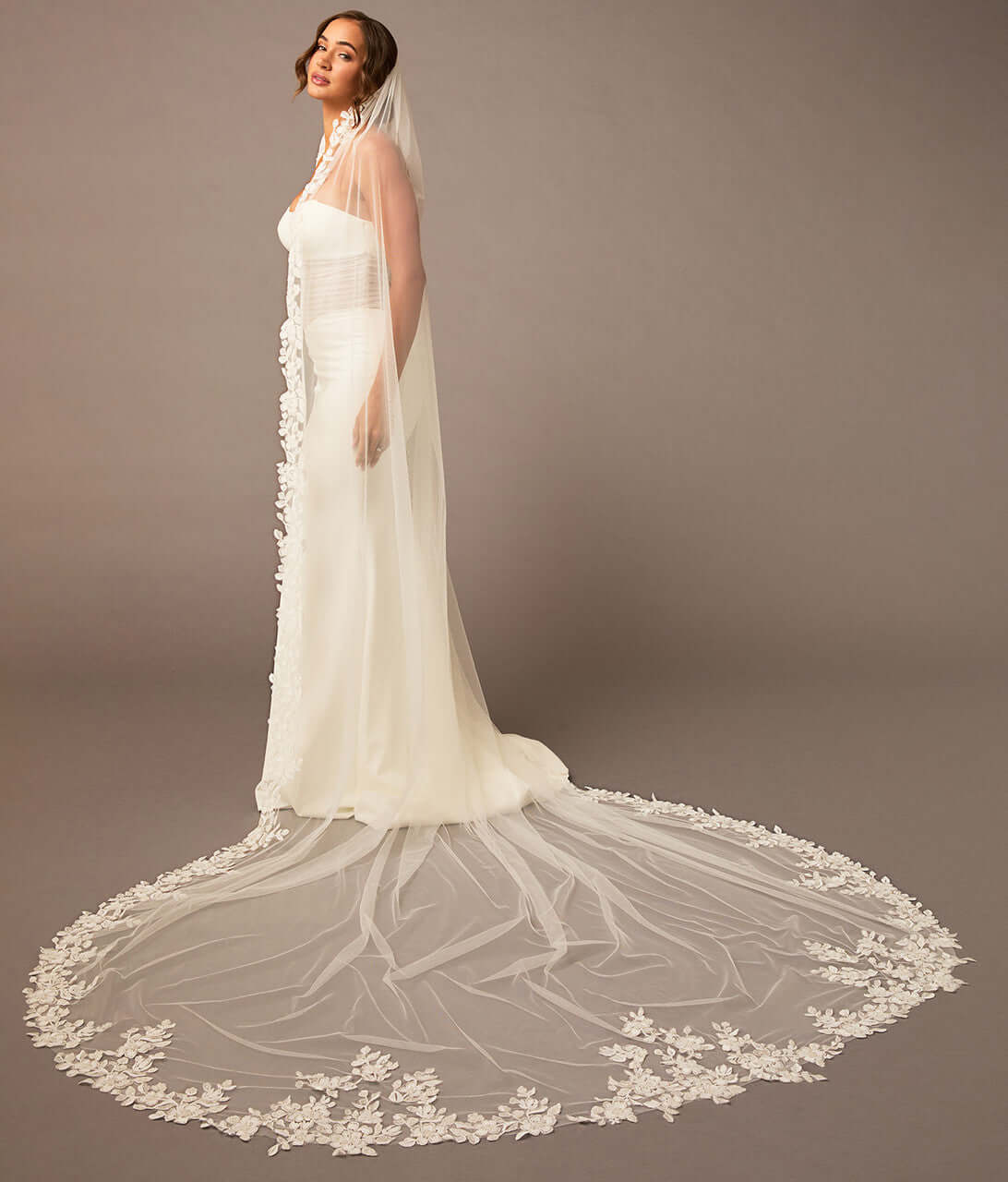 Ivory Luxe Tulle Lace Trim Royal Cathedral Bridal Veil