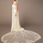 Ivory Luxe Tulle Lace Trim Royal Cathedral Bridal Veil