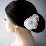 Ivory Organza and Lace Bridal Hair Flower - Hair Flower - Cassandra Lynne