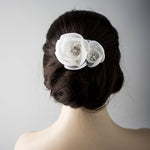 Ivory Organza and Lace Bridal Hair Flower - Hair Flower - Cassandra Lynne