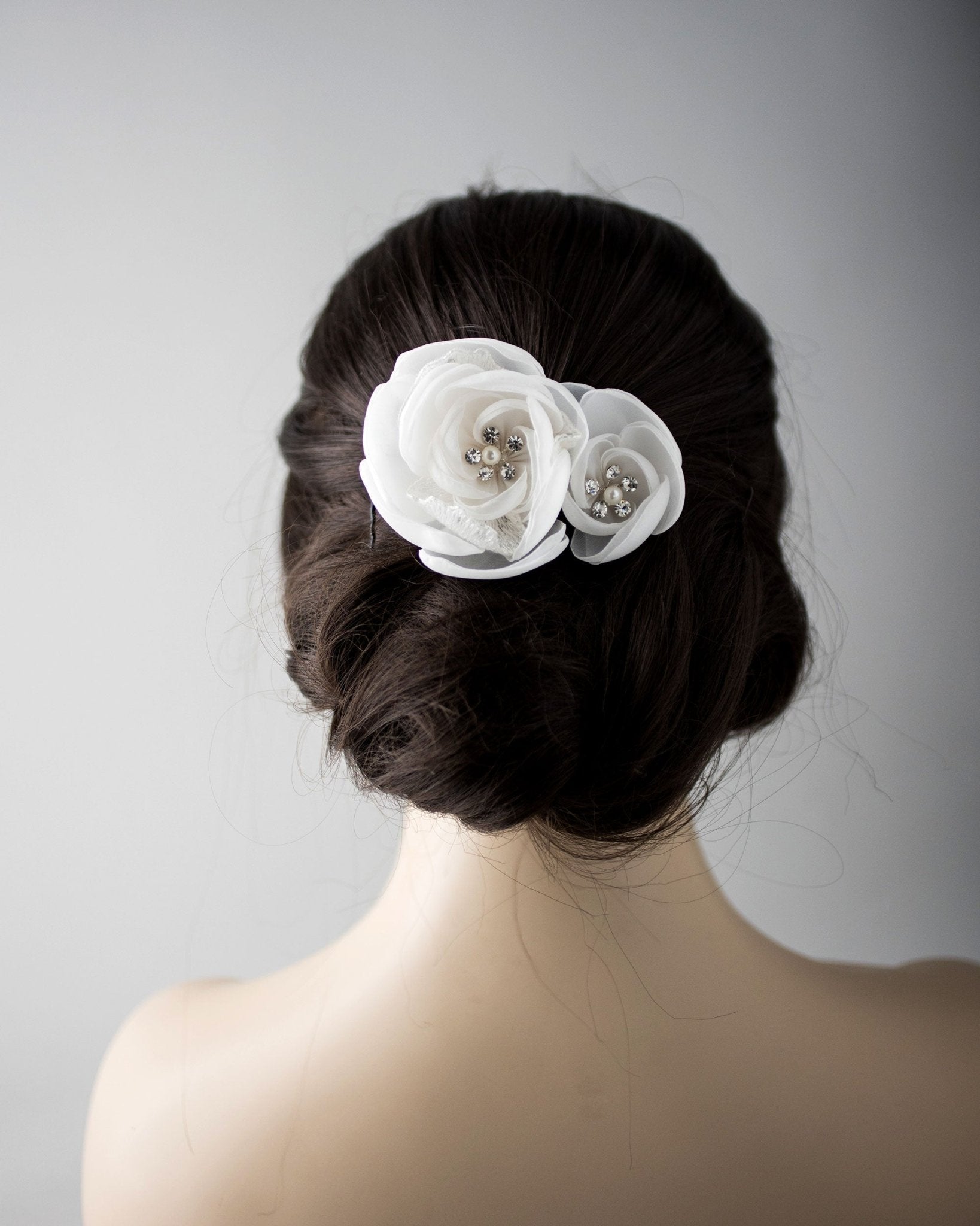 Ivory Organza and Lace Bridal Hair Flower - Hair Flower - Cassandra Lynne
