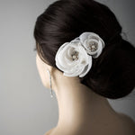 Ivory Organza and Lace Bridal Hair Flower - Hair Flower - Cassandra Lynne