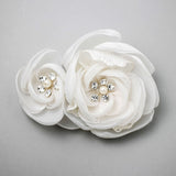 Ivory Organza and Lace Bridal Hair Flower - Hair Flower - Cassandra Lynne