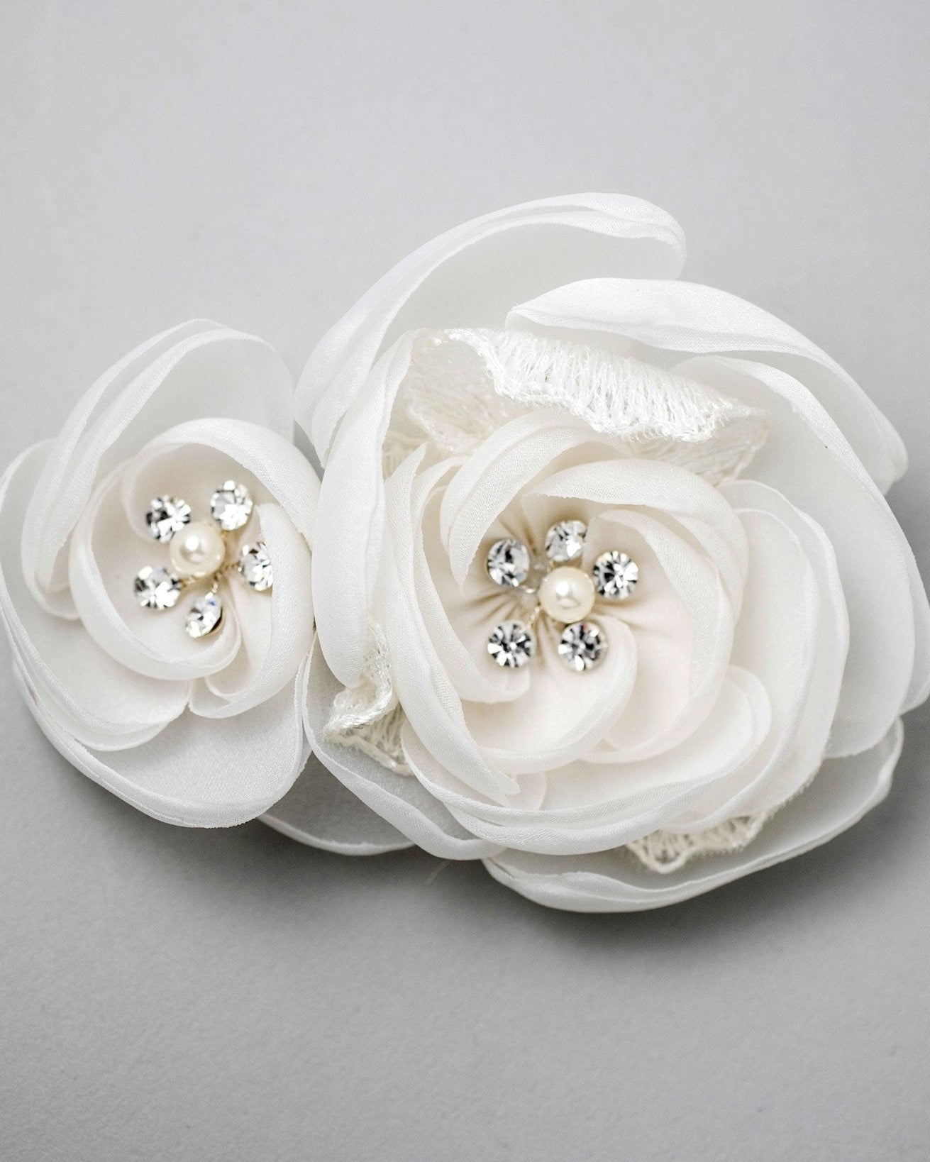 Ivory Organza and Lace Bridal Hair Flower - Hair Flower - Cassandra Lynne