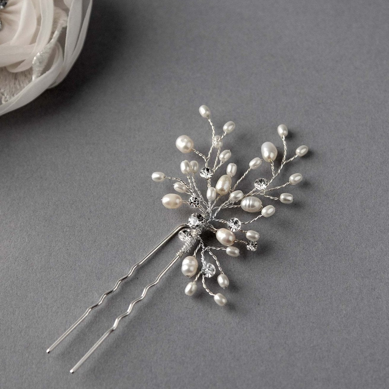 Ivory Pearl and Crystal Bridal Hair Pin - Hair Pins - Cassandra Lynne