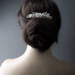 Ivory Pearl and Crystal Leaves Narrow Hair Comb - Hair Comb - Cassandra Lynne