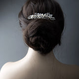 Ivory Pearl and Crystal Leaves Narrow Hair Comb - Hair Comb - Cassandra Lynne