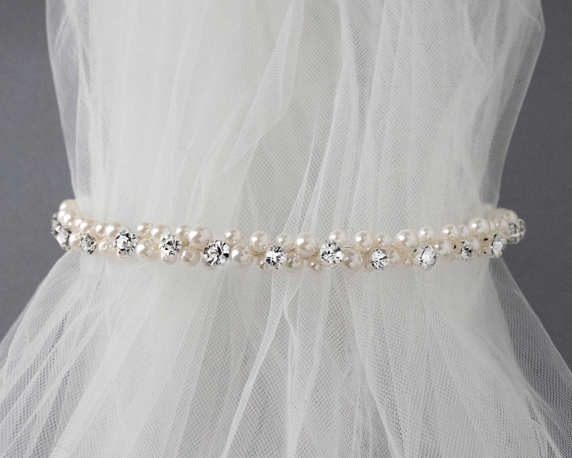 Ivory Pearl and Rhinestones Bridal Headband - Tiara - Cassandra Lynne