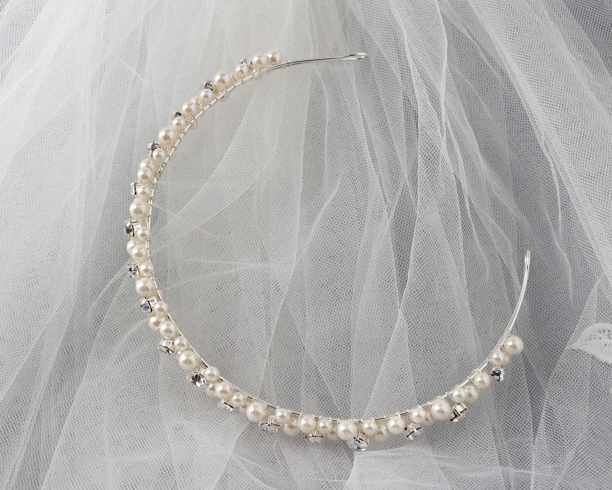 Ivory Pearl and Rhinestones Bridal Headband - Tiara - Cassandra Lynne