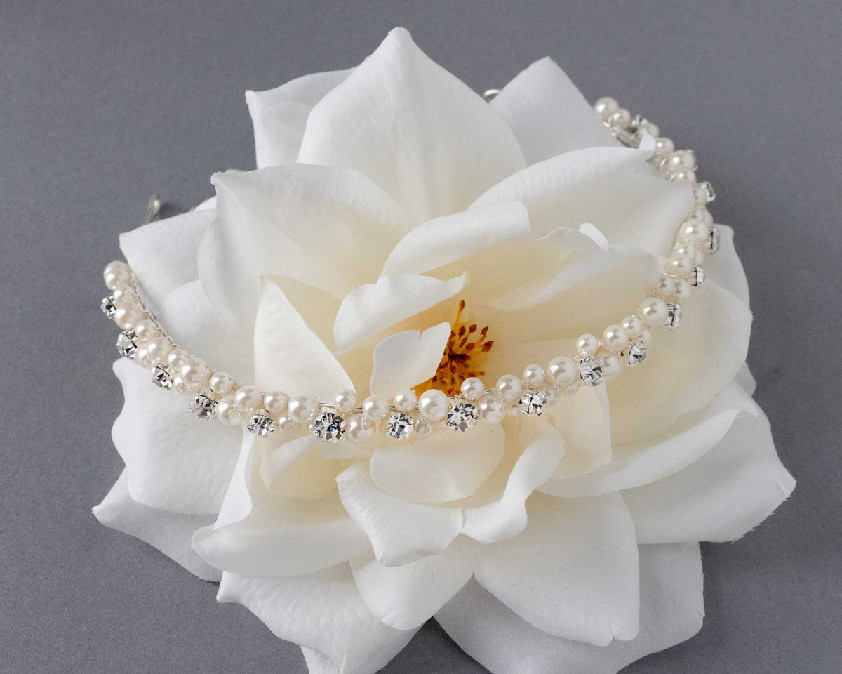 Ivory Pearl and Rhinestones Bridal Headband - Tiara - Cassandra Lynne