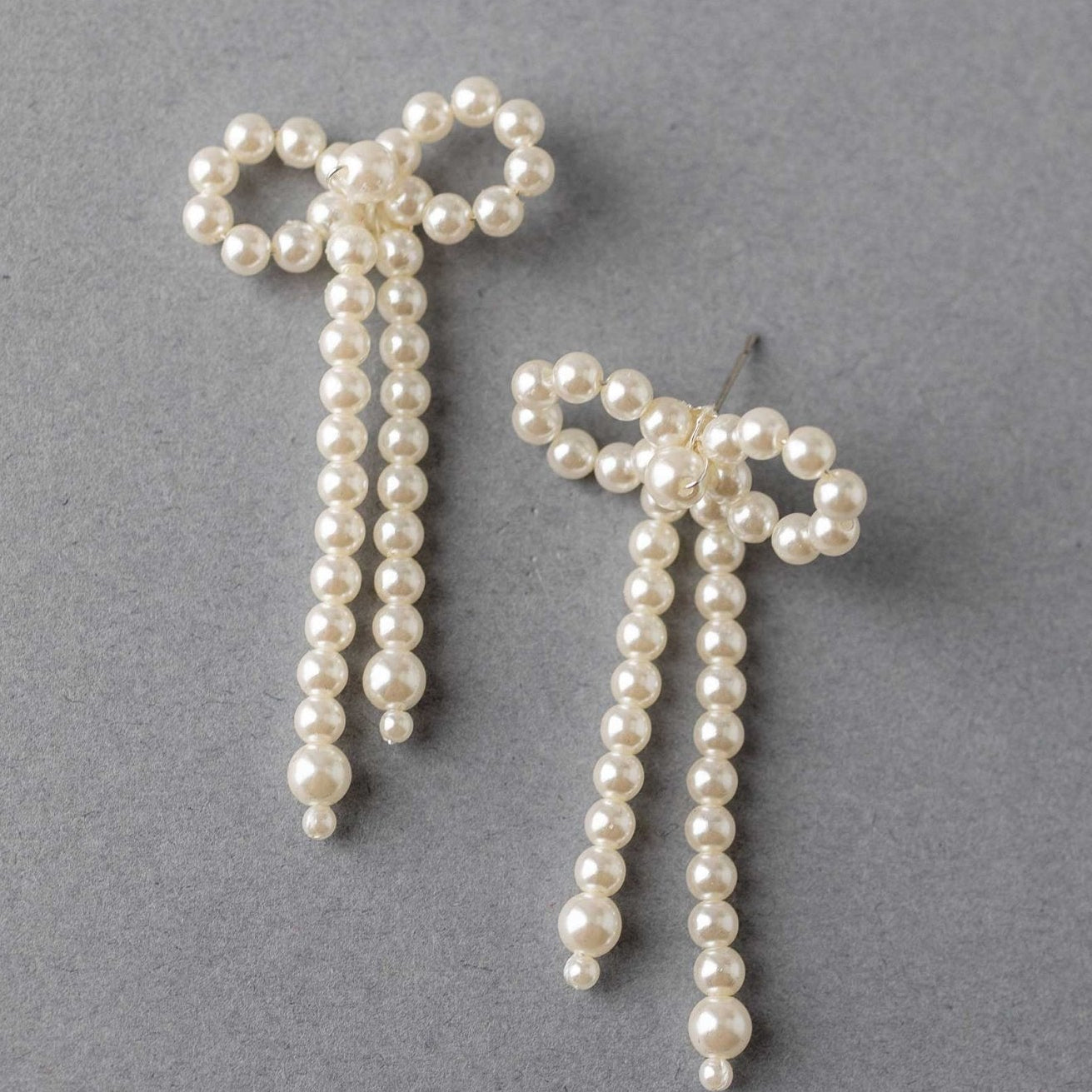 Ivory Pearl Bow Earrings - Earrings - Cassandra Lynne
