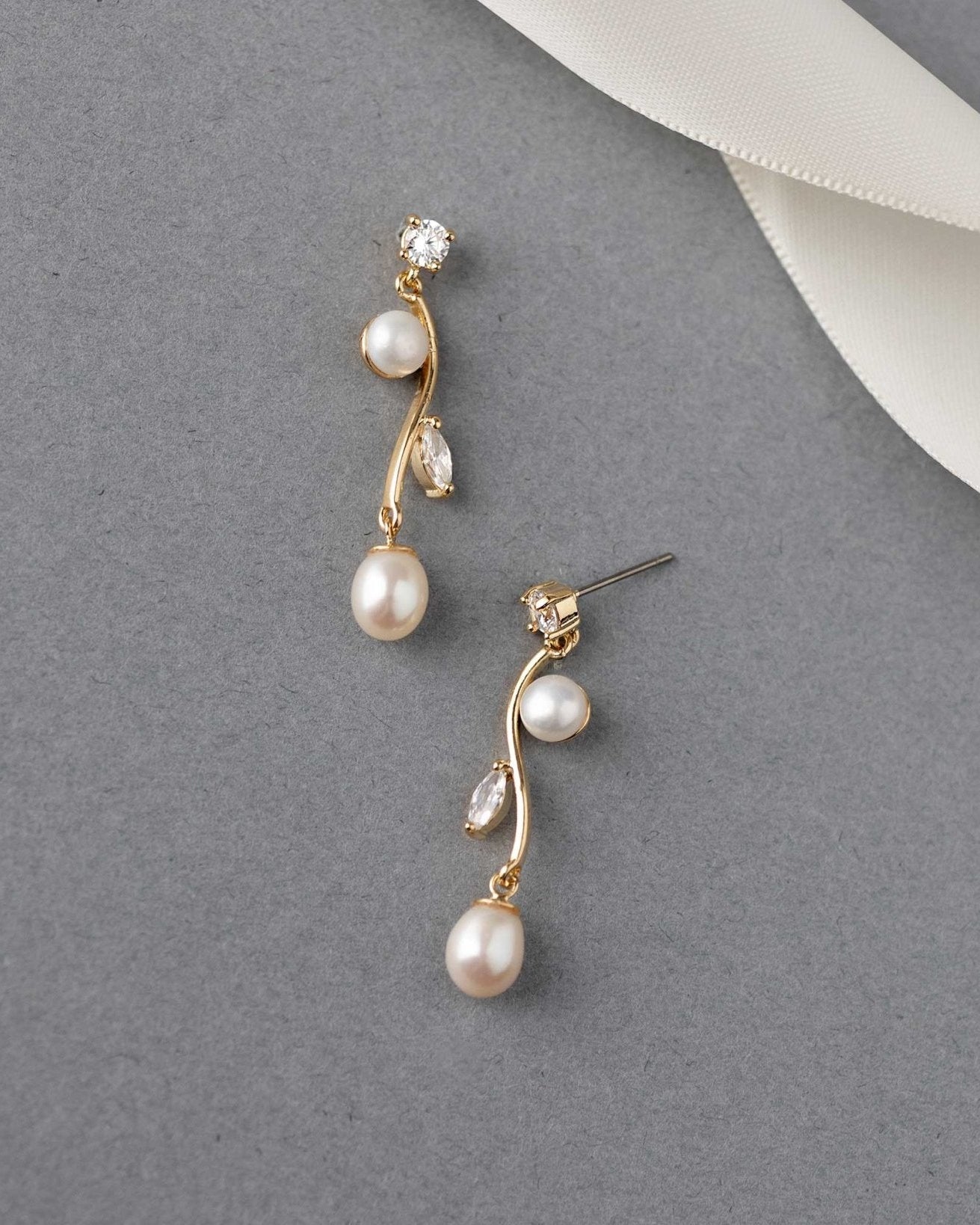 Ivory Pearl Vine Earrings - Earrings - Cassandra Lynne