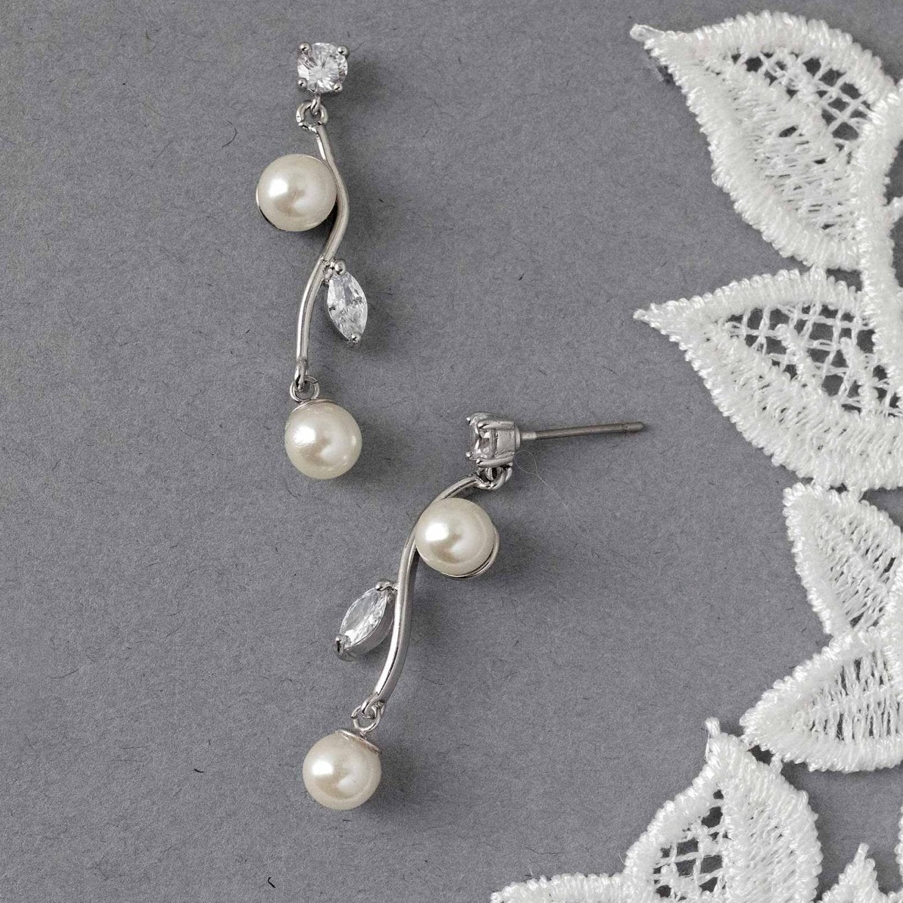 Ivory Pearl Vine Earrings - Earrings - Cassandra Lynne