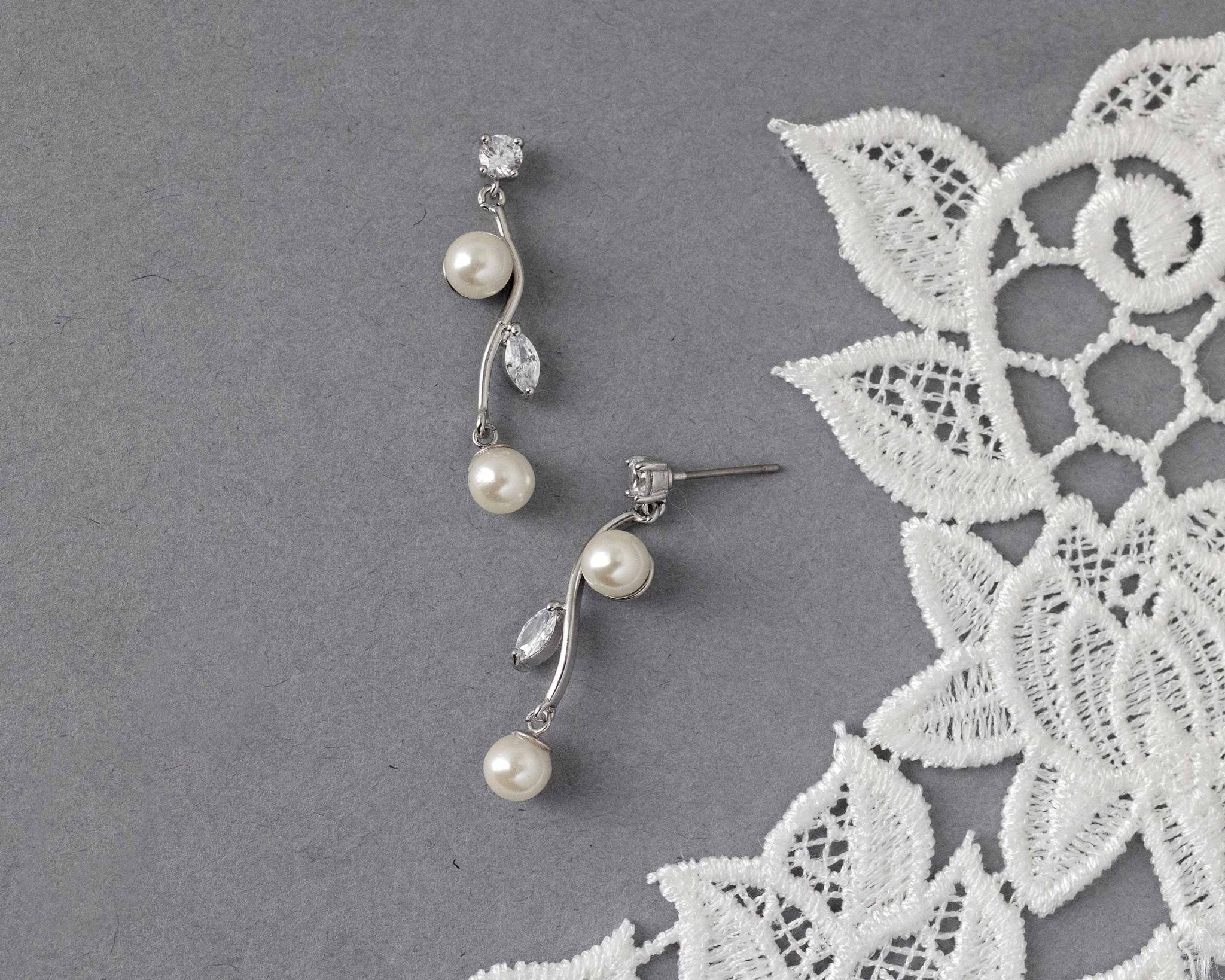 Ivory Pearl Vine Earrings - Earrings - Cassandra Lynne