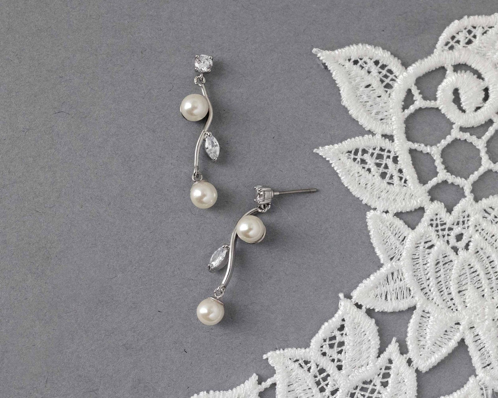 Ivory Pearl Vine Earrings - Earrings - Cassandra Lynne