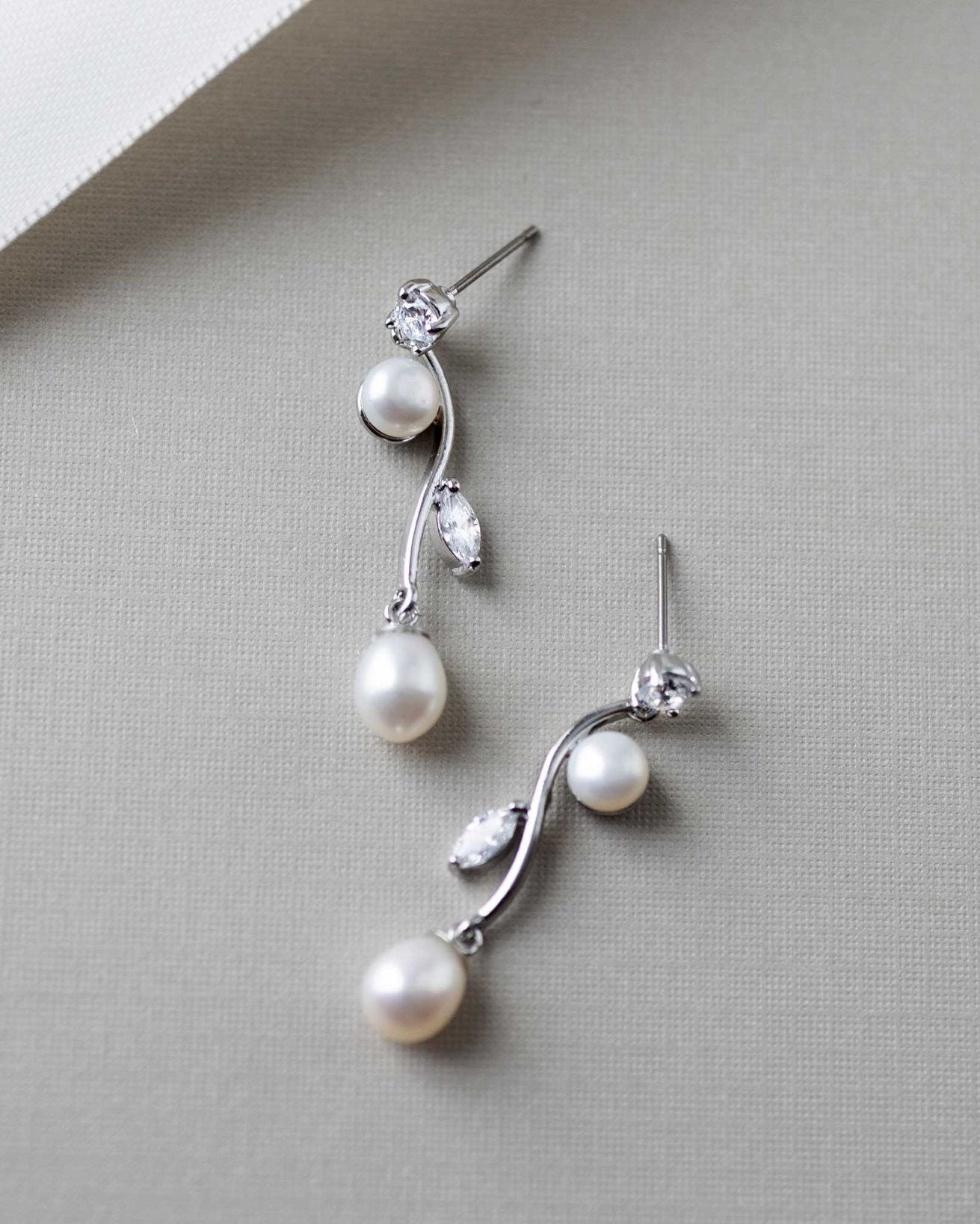 Ivory Pearl Freshwater Vine Earrings - Earrings - Cassandra Lynne