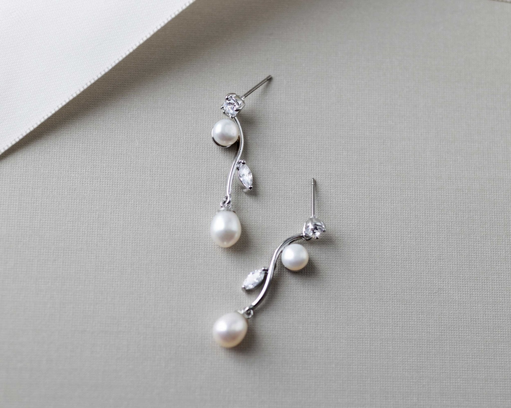 Ivory Pearl Vine Earrings - Earrings - Cassandra Lynne